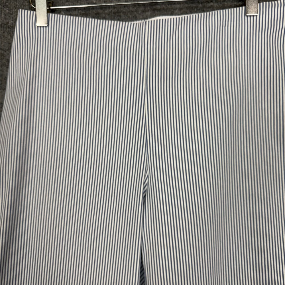Chicos Pants .5 Womens 6 Blue White Pinstripe Perfect Stretch Wide Leg Cropped - Picture 2 of 14